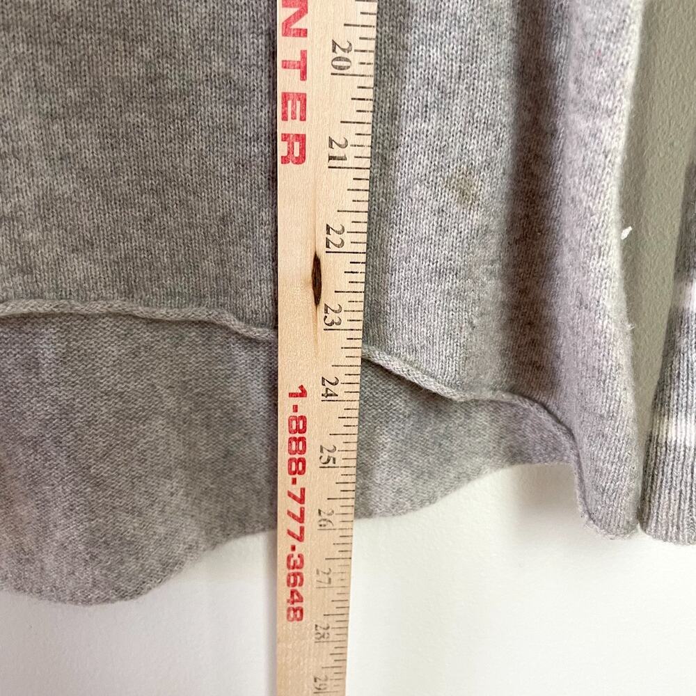 Gray Ivory Color Block Cashmere Sweater V-Neck M/L Quiet Luxury Retro Stripe - Picture 8 of 8